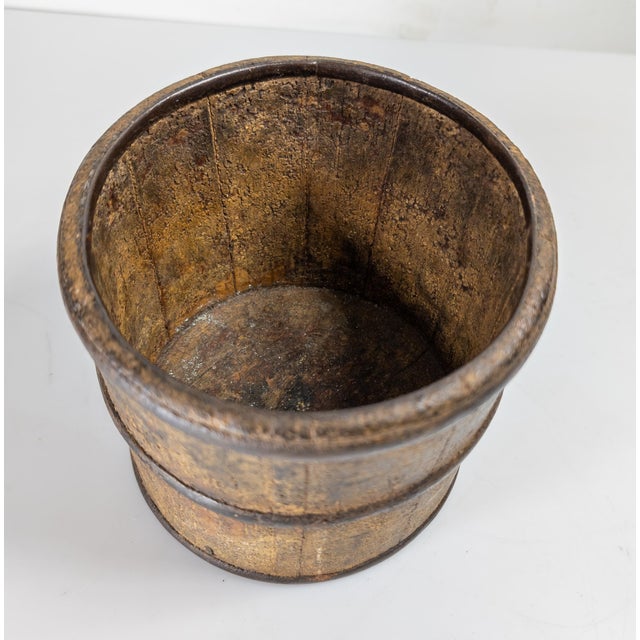 19th Century Primitive Rustic Small Wood and Iron Bucket With Great Surface For Sale - Image 9 of 12