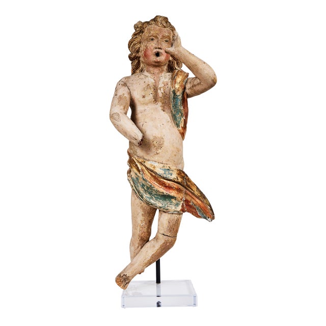 18th Century, Heralding Angel Sculpture, circa 1730 For Sale