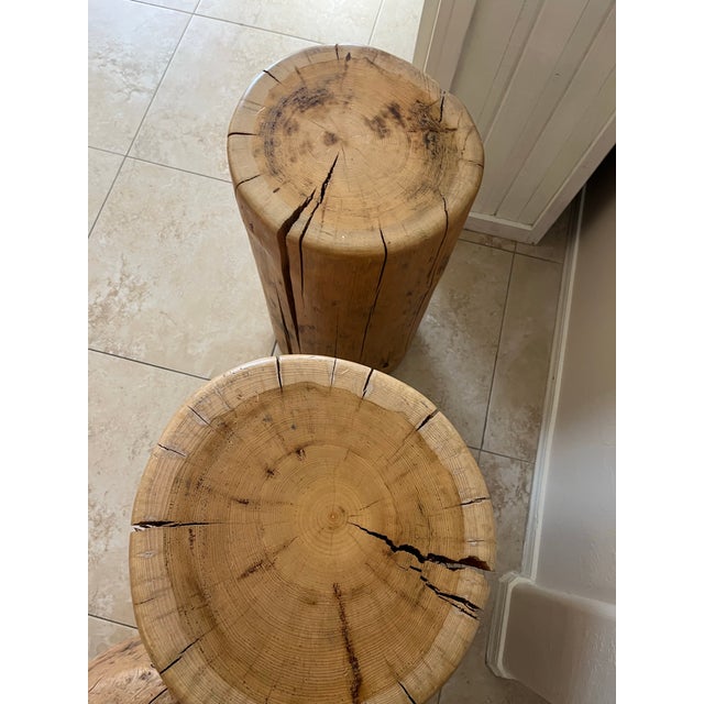 Really amazing find! These rustic pieces are versatile tree stump side tables or stools, often used in organic modern or...