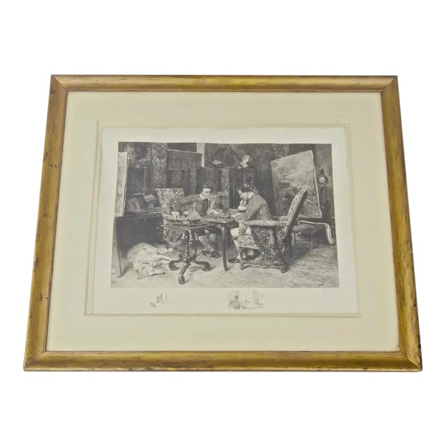 1900s Figurative Etching by James Fagan After Ernest Meissonier, Framed For Sale
