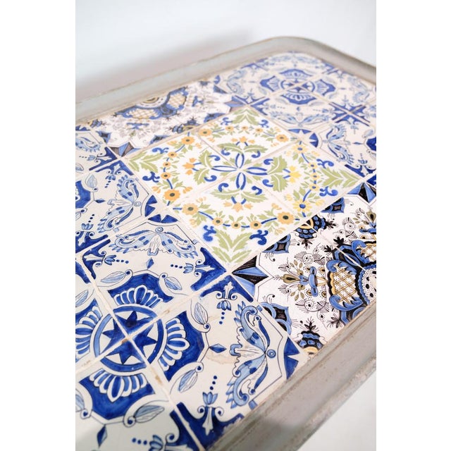 Wood Rococo Grey Painted Tiled Table, 1780s For Sale - Image 7 of 13