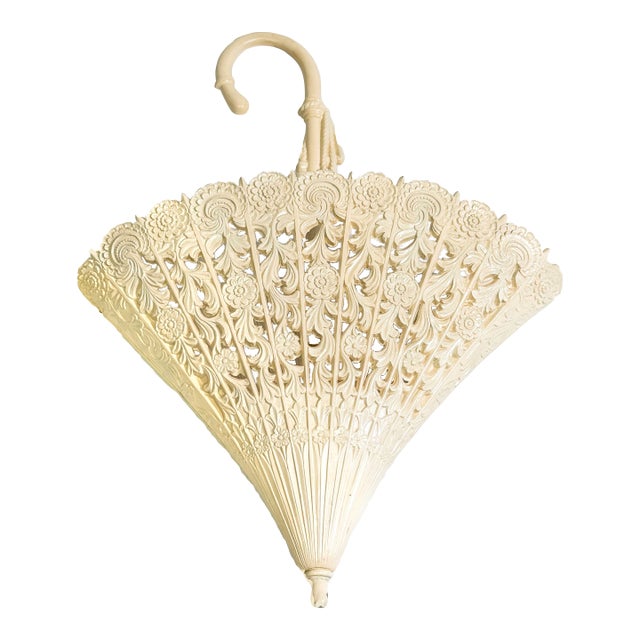 Vintage 1965 Burwood Lace Parasol Umbrella Wall Pocket Planter For Sale