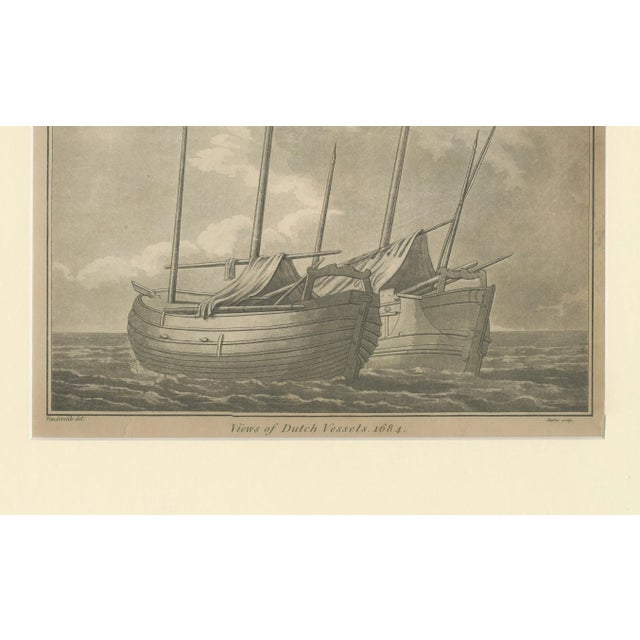 Views of Dutch Vessels – Maritime Engraving after 1684 Drawing, Published 1802 : This finely executed engraving, published...
