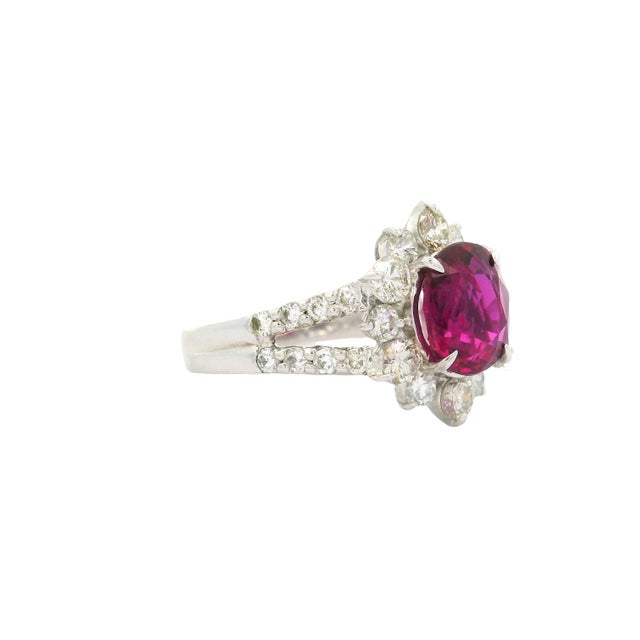 Early 21st Century 2.13 Carat No-Heat Ruby Diamond Platinum Halo Ring, Gia Certified, Size 5.75 For Sale - Image 5 of 8