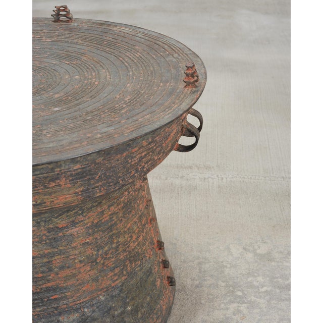 Southeast Asian Patinated Bronze Rain Drum Drink Table 2 Ft For Sale - Image 16 of 18
