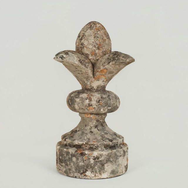 Antique French Carved Stone Fleur De Lis For Sale - Image 4 of 9