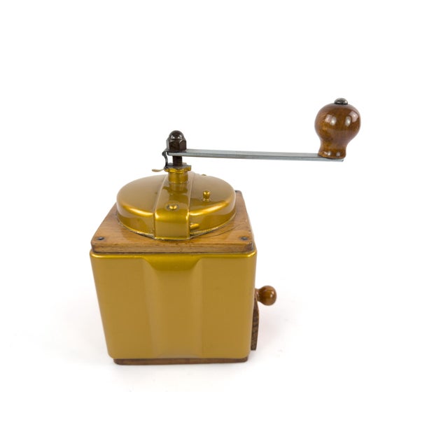 Vintage Peugeot Frères French Coffee Grinder in Mustard Gold, Mid-20th Century For Sale - Image 6 of 11