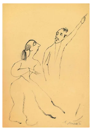 Mino Maccari, The Visionary, Ink Drawing, Mid-20th Century
