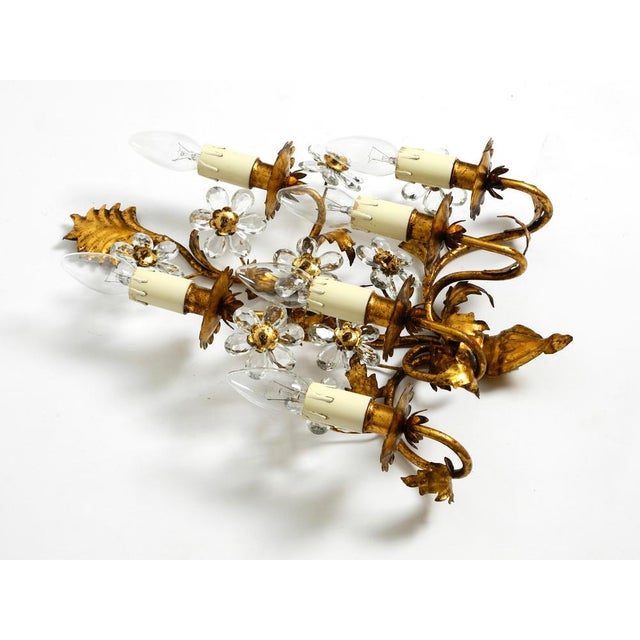 Mid-Century Modern Large Italian Gold Plated Wall Lamp with Six Sockets from Banci Firenze, 1950s For Sale - Image 3 of 18