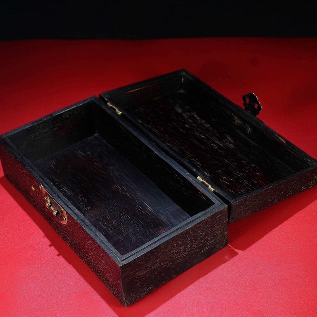 Vintage Chinese Rosewood Jewelry Box With Mother of Pearl "Qilin" Inlay - 25cm For Sale In Los Angeles - Image 6 of 9