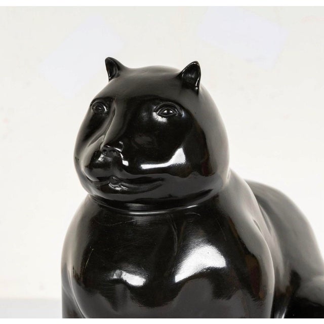 Exquisite Bronze Cat Sculpture After Fernando Botero, Cast at Fonderia Mariani, Italy. Cast at the prestigious Fonderia...