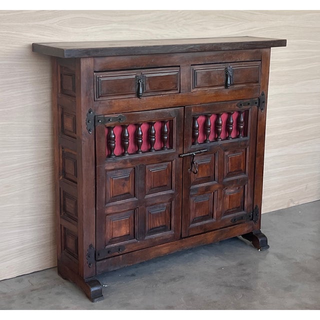 Spanish Carved Walnut Chest of Drawers, Nightstands or Narrow Console, 1920s For Sale - Image 4 of 10