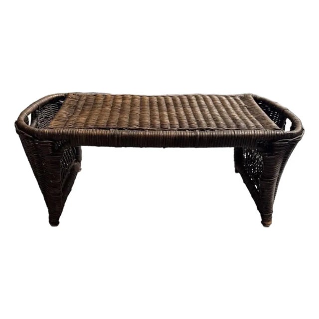 Vintage 1960s French Wicker and Rattan Lap Desk / Bed Tray For Sale