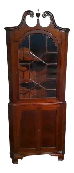 Colonial Revival Mahogany Corner Cupboard Cabinet