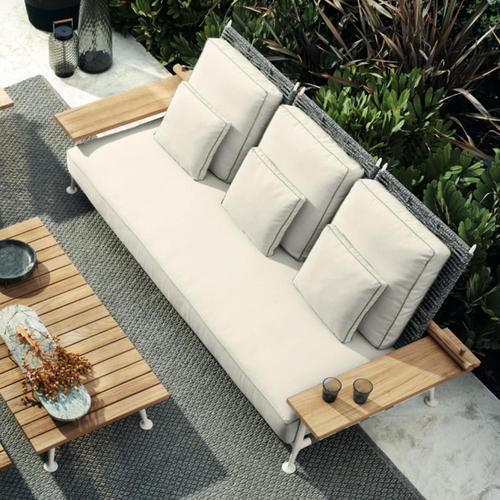 Wood Teak and Fabric Steel Fenc-E-Nature Outdoor Sofa by Philippe Starck for Cassina For Sale - Image 7 of 9