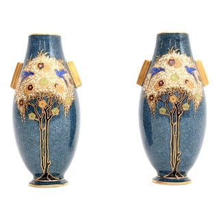 Antique Art Nouveau Vases from Royal Worcester, 1890, Set of 2 For Sale