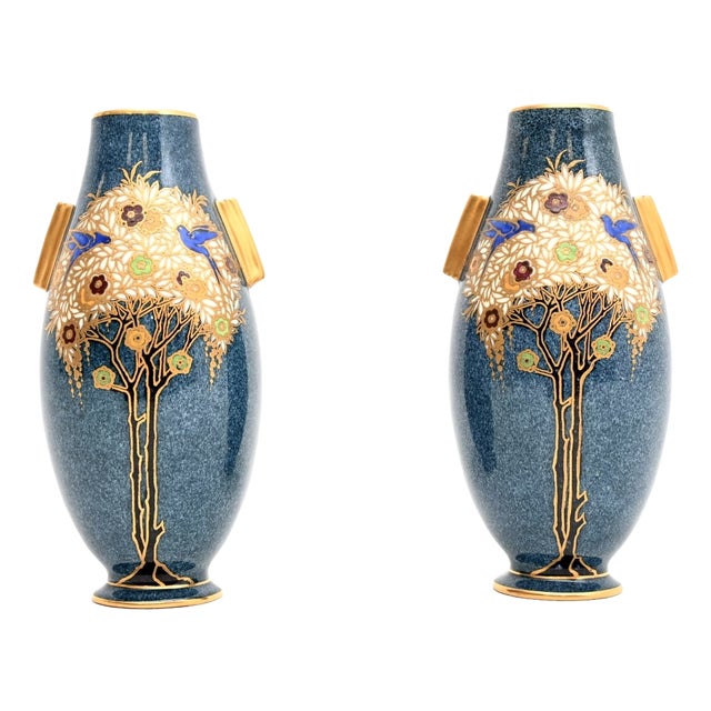 Antique Art Nouveau Vases from Royal Worcester, 1890, Set of 2 For Sale