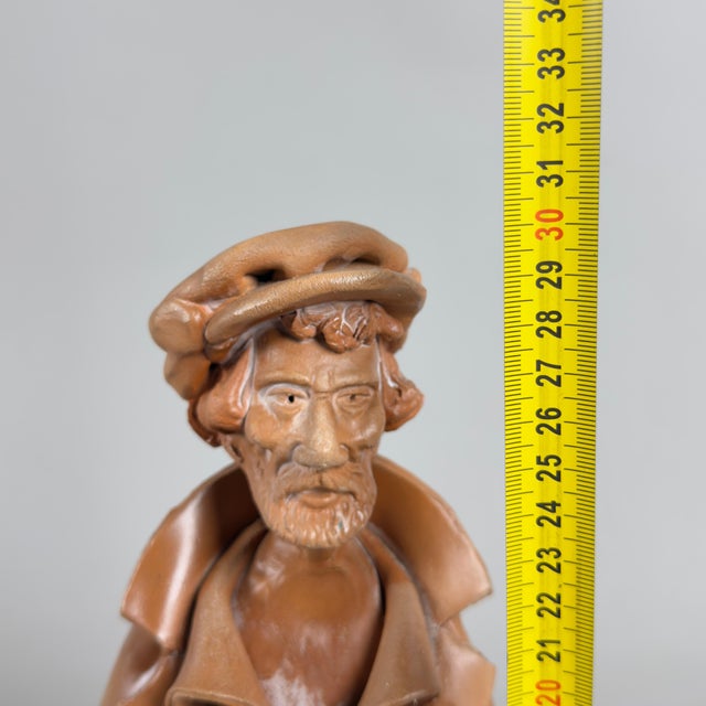 Artisanal Italian Terracotta Sculpture of Man with Pipe, Apulia, 20th Century For Sale - Image 10 of 11