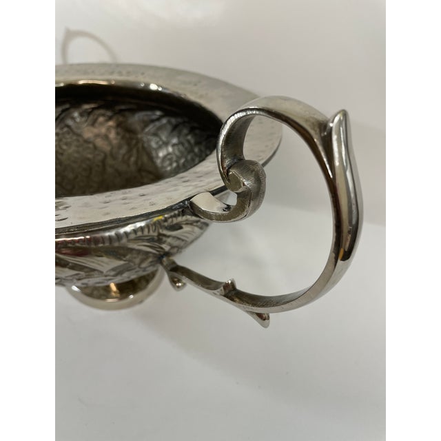 Vintage Silverplated Hammered Repousse Jardiniere Centerpiece With Handles For Sale - Image 14 of 16
