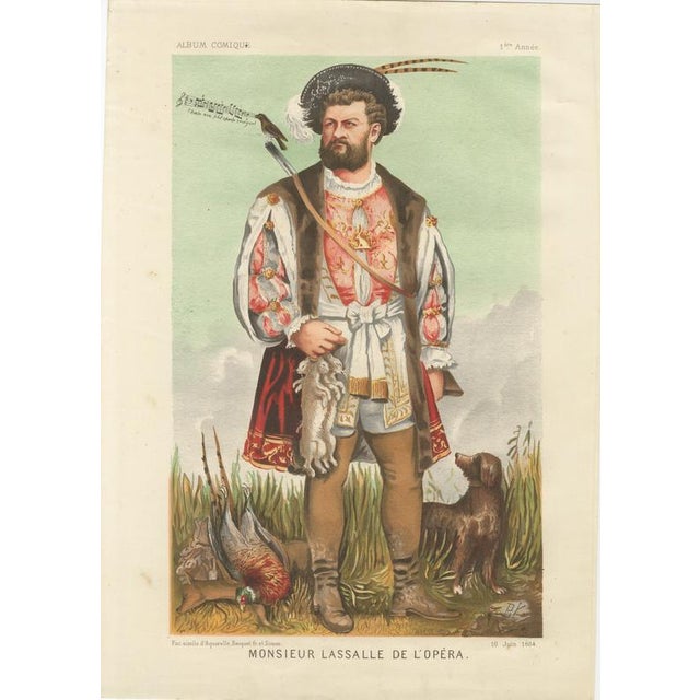 After Bisetsky, French Belle Époque Opera Caricature, Monsieur Lassalle, 1884, Chromolithograph For Sale - Image 9 of 9