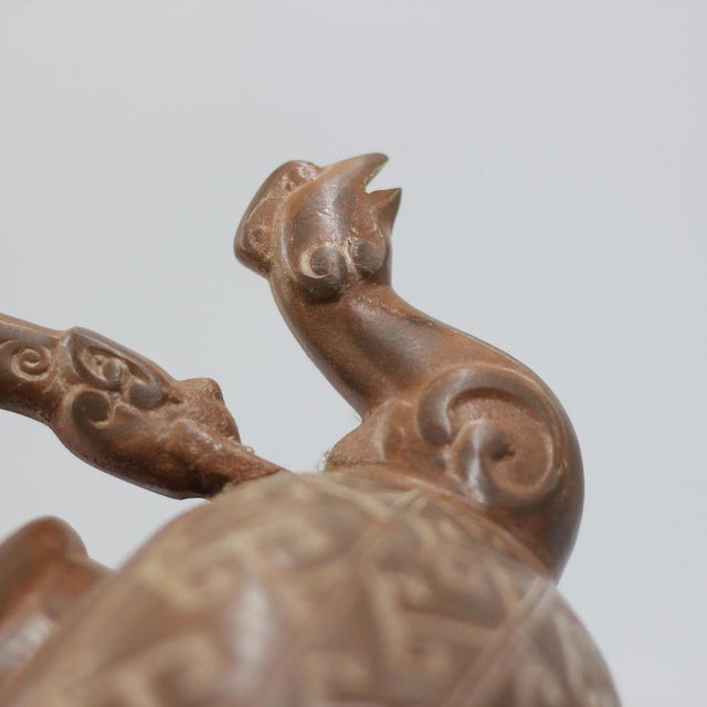Ceramic Large Archaic Yixing-Style Teapot with a Phoenix Spout, 20th Century For Sale - Image 7 of 12