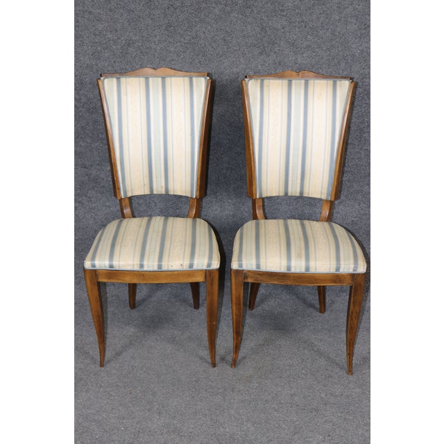 Wood 6 French Art Deco Mustache Back Dining Chairs Attributed to Jules Leleu For Sale - Image 7 of 15