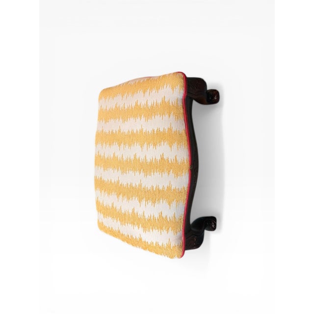 Wood Vintage Carved Wood Footstool With Upholstered Cushion For Sale - Image 7 of 8