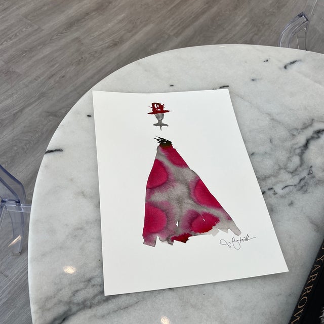 Hot Pink Ink Wash Dress by Jo Baskerville For Sale - Image 8 of 10