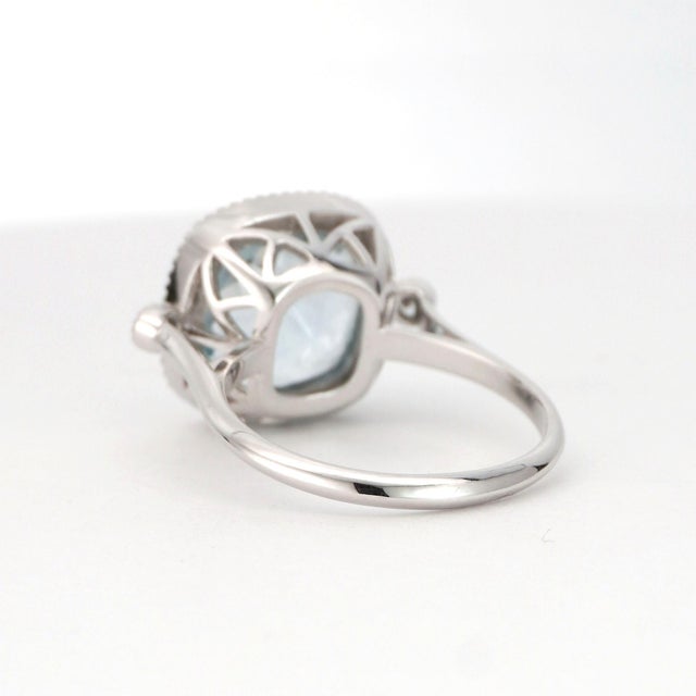 14k Gold Ring With 4.25ct Aquamarine & Diamonds Size 6.5 For Sale - Image 10 of 18