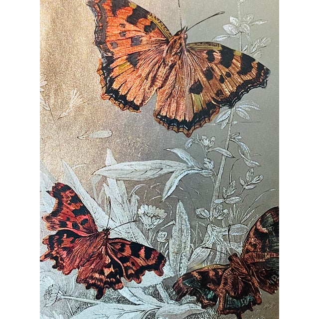 Contemporary 1960s Monarch Butterflies on Silver Chromolithograph Framed For Sale - Image 3 of 6