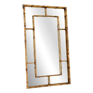 Vintage Italian Gilt Metal Mirror, 1971 For Sale