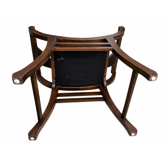 Vintage Campaign Style Saddle Bench Stool With Black Leather Seat & Nailhead Trim For Sale In New York - Image 6 of 7