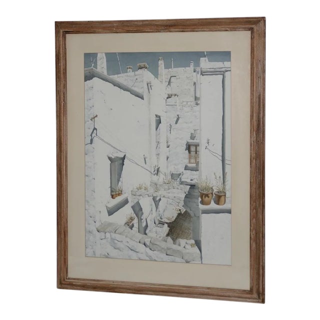 Original Watercolor Mediterranean Courtyard by Robert Banks C.1964 For Sale
