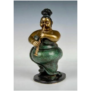 Bruno Luna, Polychrome Bronze Sculpture Jazz Nightclub Singer Clarinet Player Bruno Luna For Sale
