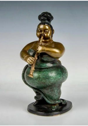 Bruno Luna, Polychrome Bronze Sculpture Jazz Nightclub Singer Clarinet Player Bruno Luna