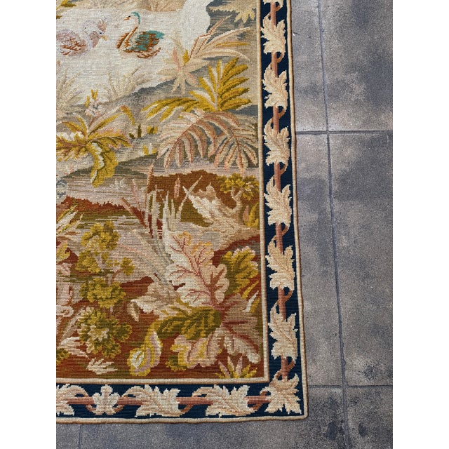 Textile Antique English Needlepoint Landscape Tapestry Runner, Circa 1920 For Sale - Image 7 of 7