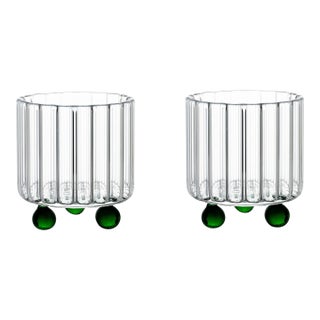 High Spirits Lowball Glass - Green - Set of 2 - Handmade in Italy For Sale