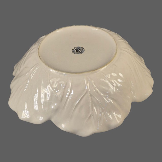 Bordallo Pinheiro Vintage Bordallo Pinneiro Portugal Cabage Leaf White Serving Bowl For Sale - Image 4 of 8