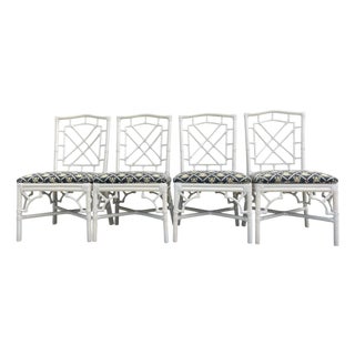 Vintage Palm Beach Regency Fretwork Rattan Dining Chairs | Set of 4 For Sale