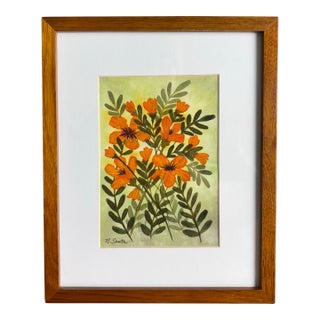 Watercolor Wildflowers - Signed and Framed Original Painting For Sale