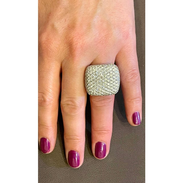 9 Carat Pave Diamonds VS Quality E Color Cocktail 18 Kt White Gold Ring Estate For Sale - Image 12 of 18