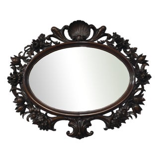 Oval Mahogany Mirror, 1880s For Sale