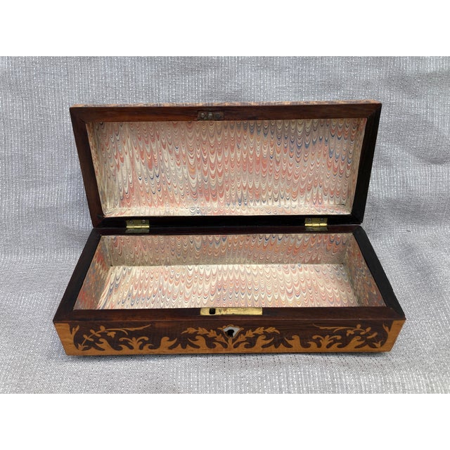 Early 20th Century Marquetry Writing Glove Box For Sale - Image 10 of 17