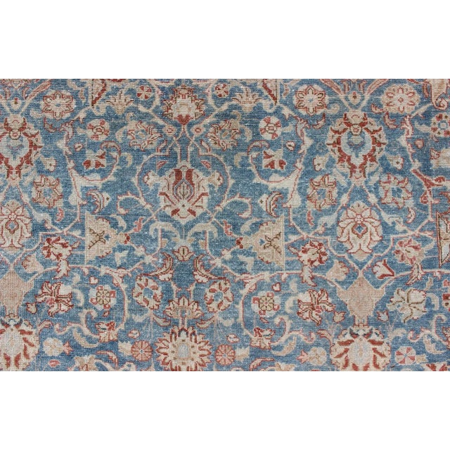 Red Antique Persian Malayer Rug With Floral Lattice Design in Sky Blue and Soft Red 8'3" X 11'8" For Sale - Image 8 of 9