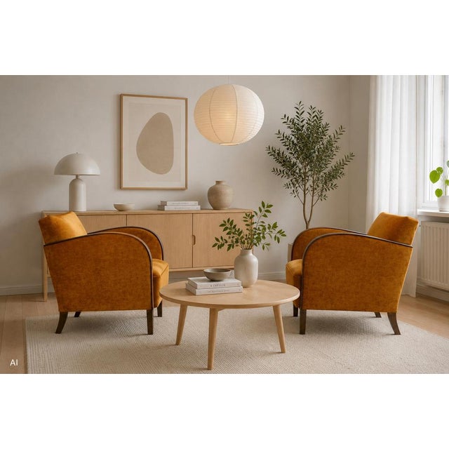 Vintage Swedish Art Deco Chairs with Velour Upholstery, 1930s, Set of 2 For Sale - Image 10 of 11