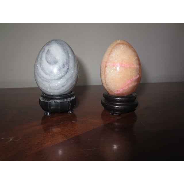Contemporary Marble Eggs With Stands - Set of Two - 1990s For Sale - Image 3 of 11