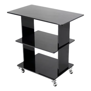 Smoked Lucite Rolling 3 Level Tier Cart Serving Side End Table Stand on Wheels