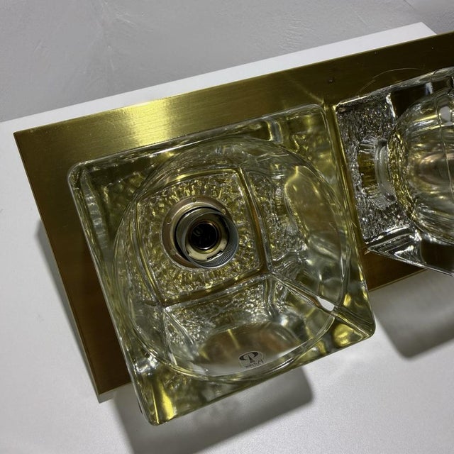 Vintage Wall Lamps in Ice Glass and Brass from Peill & Putzler, 1970s, Set of 2 For Sale - Image 12 of 18