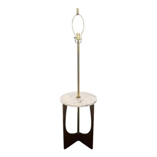 Adrian Pearsall Walnut, Marble, and Brass Floor Lamp For Sale