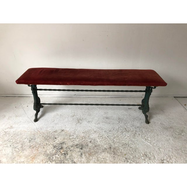 Art Nouveau Fireplace Bench Cast Iron Cranberry Velvet 48x12 Chairish